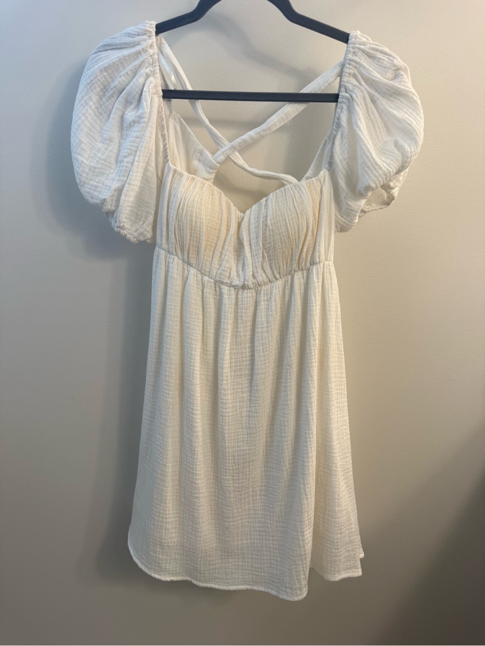White Puff Sleeve Babydoll Dress